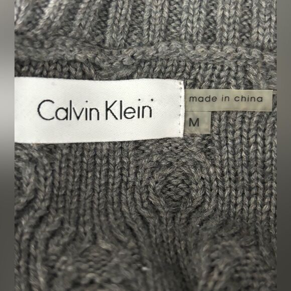 Calvin Klein Sweater Dress Size Medium Cable Knit Grey Party Cocktail Office - Picture 7 of 8